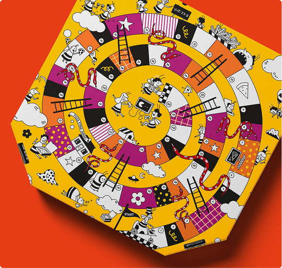 Interactive kids menu packaging visual